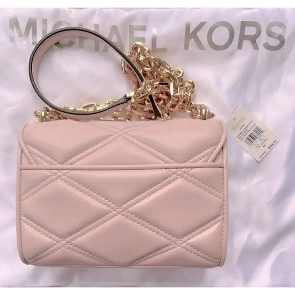 NWT MICHAEL KORS Serena Small Flap Studded Crossbody Bag in Powder Blush